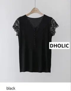 DHOLIC シースルーコンビキャップスリーブメロウVネック　S1967825のサムネイル