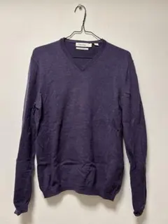 Calvin Klein カルバンクライン　紫 Vネック ニットセーター 長袖