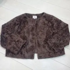 【自由区】ノーカラージャケット/ブラウン　サイズ40【C】