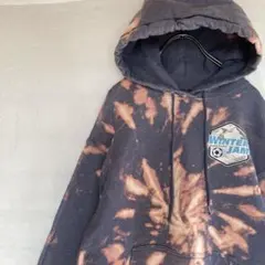 古着　リメイク　パーカー　ブリーチ加工　斬新　タイダイ ネイビー　フーディ