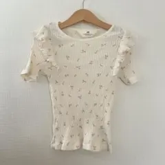 H&M フリル付き 花柄Tシャツ カットソー 120 女の子服 子供服