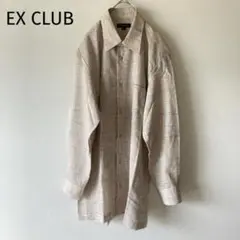 日本製 レナウン EX CLUB チェック柄シャツ 麻混　さらさら　メンズ　秋