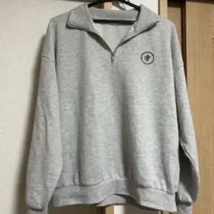 グレー ジップアップ スウェット トレーナー