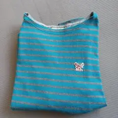 AIGLE ターコイズブルー ストライプ 長袖カットソー　メンズSサイズ