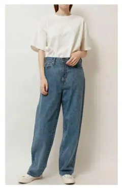 美品　ジョンブル JOHNBULL 13oz デニム ワイドテーパード ジーンズ