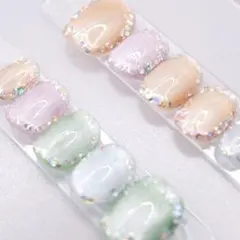 177 ネイルチップSサイズ 韓国 パステル マグネット キラキラ　ラメ