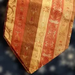 ＊オレンジと金色のストライプに伝統的な柄の名古屋帯＊