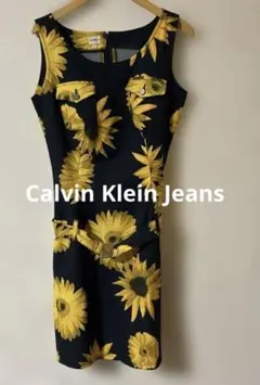 Calvin Klein Jeans ネイビー向日葵柄ワンピース　M