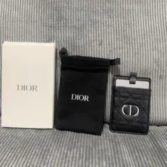 【美品】Dior フラグメントケース　長財布 ブラック カナージュ レザー Christian Dior クリスチャン・ディオール ラウンドファスナー長