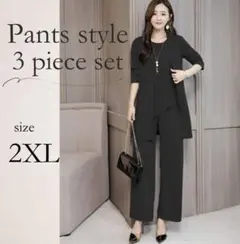 パンツスーツ セットアップ 黒 2XL 新品ワンピース フォーマル レディース