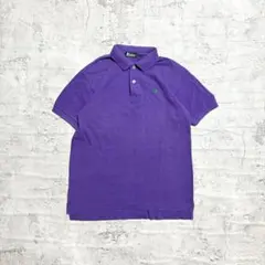半袖ポロシャツ 刺繍ロゴ M パープル カジュアル ストリート y2k