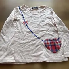 ムージョンジョン長袖カットソー 120cm ピンク ハート柄