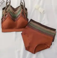 新品 秋色 ノンワイヤー ブラジャーショーツセット 5セット Lサイズ