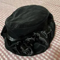 ジェーンマープル黒ベルベットリボンハット