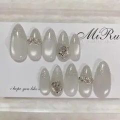 シルキーマグネット　フラッシュグラデ　ビジュー　ワンホン　ネイルチップ　現品