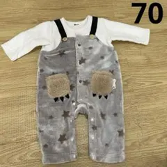 e-baby ベビー　フリース　ロンパース　冬　モコモコ　星柄　70