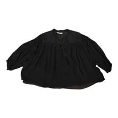 ZARA シアー ドルマン トップス M ブラック 刺繍 リボン ブラウス ザラ