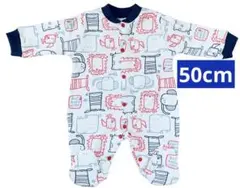 輸入子供服★ロンパース★赤×ネイビー　アニマル★50cm