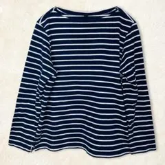 ✨UNIQLO✨ユニクロ ボーダーボートネックT 綿 長袖 紺白 XL
