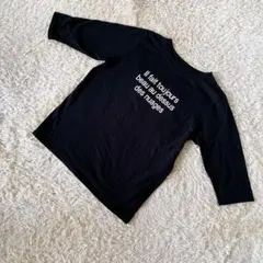 美品　ハグハグ and quarter 七分袖ロゴプリントTシャツ ブラック