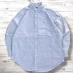RalphLauren 長袖シャツ 刺繍ロゴ 水色 16 1/2-34 1403