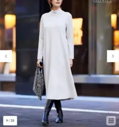 icb ウールブレンドスムース ハイネックワンピース