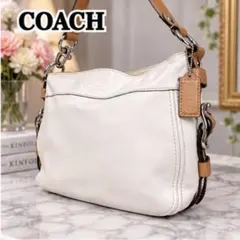 COACH コーチ ショルダーバッグ レザー ホワイト ホーボー ハーフムーン