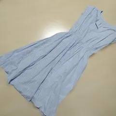 ストライプ ノースリーブ シャツワンピース