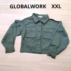 GLOBAL WORK クロップドジャケット XXL オリーブグリーン