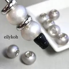 カスタムボールペン対応　4個/ホワイト　ガラス製パールのロンデル　BE154W