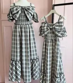 AnMILLE ビッグリボンオフショルOP チェックワンピース