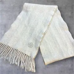 クレイサス カシミア100% マフラー オフホワイト　アイボリー　ロゴ刺繍入り