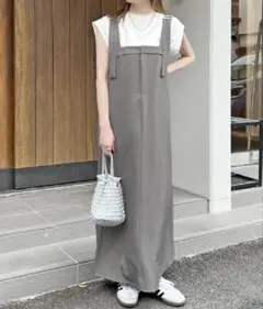 【春服】グレー キャミワンピース スリット入り
