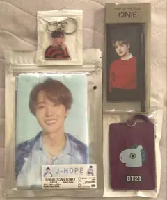 J-HOPE タオル・ミニフラッグ・キーホルダー ・BT21パスケースセット