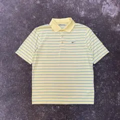 y2k NIKE ボーダー半袖ポロシャツ スウォッシュロゴ archive短丈