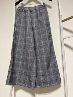 【140センチ】グレー系チェック ワイドパンツ