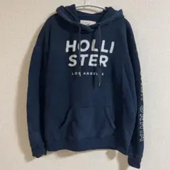 ホリスター パーカー 紺 L カリフォルニア ロゴ ワッペン 裏起毛 スウェット
