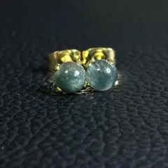 天然石NO.155 ピアス トルマリンシリカ　青緑　藍色　グリーン　4.8mm