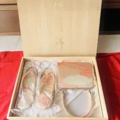 佐賀錦　草履とバッグのセット ゴールド系