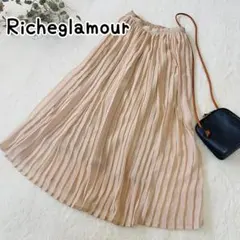 プリーツロングスカート/ベージュ/Mサイズ/春服/Richeglamour
