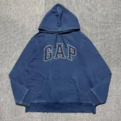 GAP デニム調 インディゴ フーディ パーカー スウェット ネイビー ゆるダボ