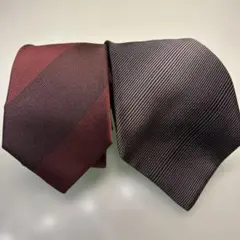 ネクタイ 2本セット ボルドー系 ストライプ