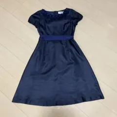 SOUP ネイビー フリルネック ドレス 9号