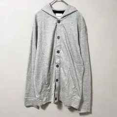 ◉TOCTOC　メンズフード付きパーカー　L　ボタンアップ　グレー　トップス