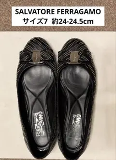 フェラガモVARINA ヴァリナ VARA フラットシューズ ブラック 61/2