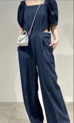 SNIDEL デニム オールインワン パフスリーブのサムネイル
