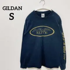 海外古着 GILDAN製【Ｓ】長袖Tシャツ ブラック ロゴプリント K-POP