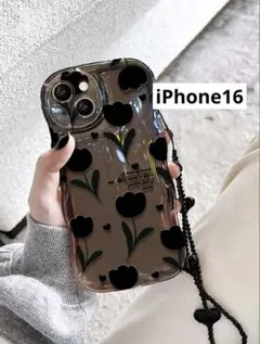 iPhone16 スマホケース　ストラップ付き