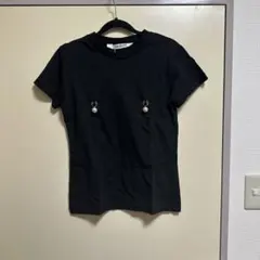 Mouradian Tシャツ チャームプリント メタル装飾 ブラック フランス製 