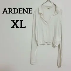 ARDENE 【XL】ストライプ クロップドシャツ ホワイト 襟付き 長袖